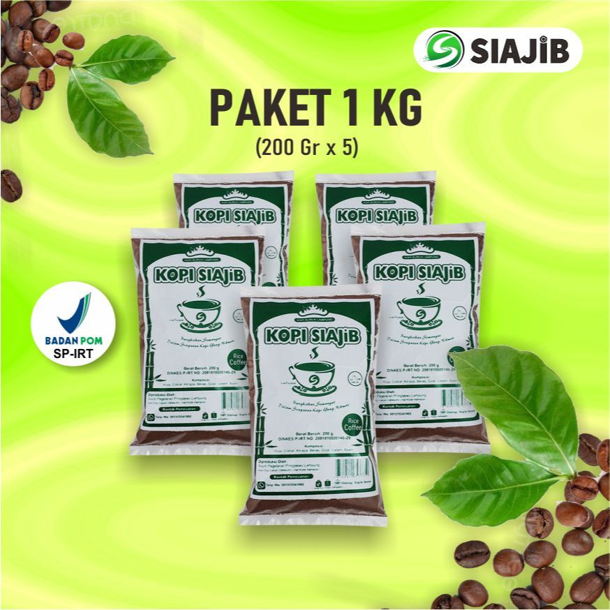 

Paket Hemat 1 Kg Kopi Siajib Rice Coffee Lampung (200gr x 5)