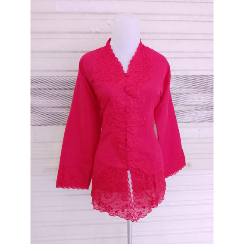 Atasan Kebaya Encim Modern Lengan Panjang Warna Merah