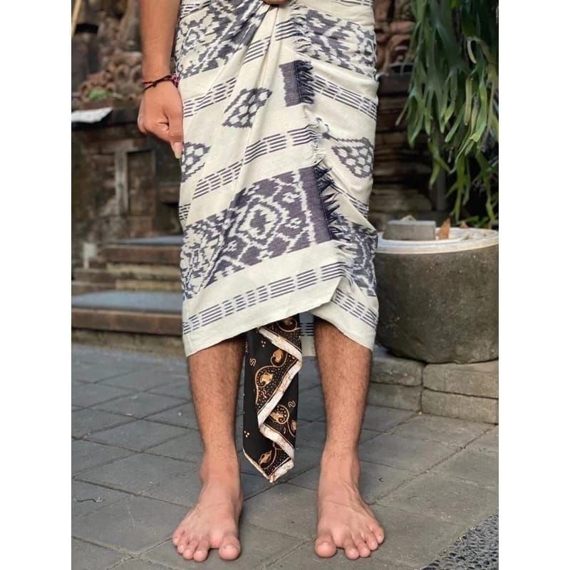 Saput Set Udeng Setengah Jadi Tenun Blanket Putih Premium