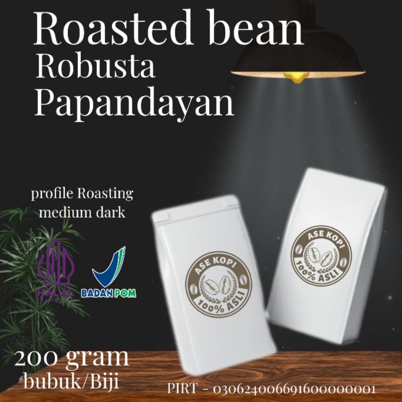 

Termurah - Roasted bean - espresso - kopi susu - bubuk kopi - biji kopi sangrai robusta papandayan 200gram