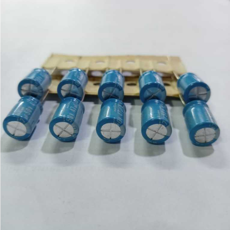 Elco 47uf 50v Nichicon biru muda original Jepang electrolytic capacitor 47uf 50v JAPAN
