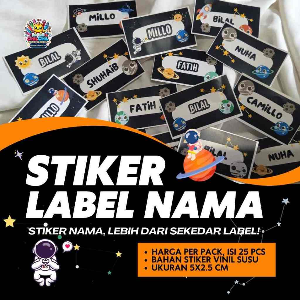 

Stiker label custom nama planet buku custom murah label waterproof nama buku tahan air