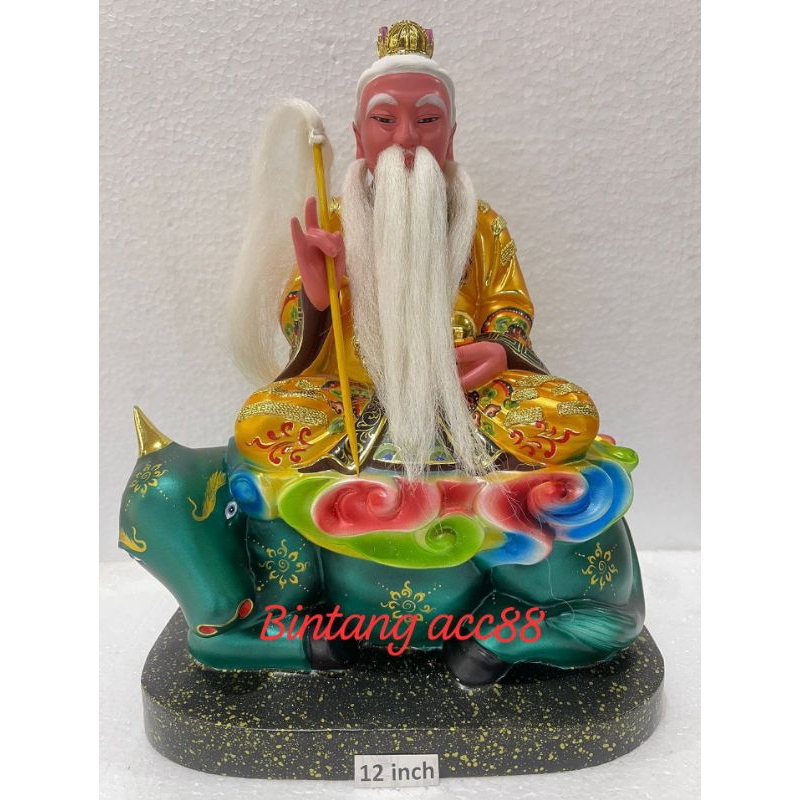 patung dewa thai shang/ thai siong - kerbau - kayu - 12inch -l24