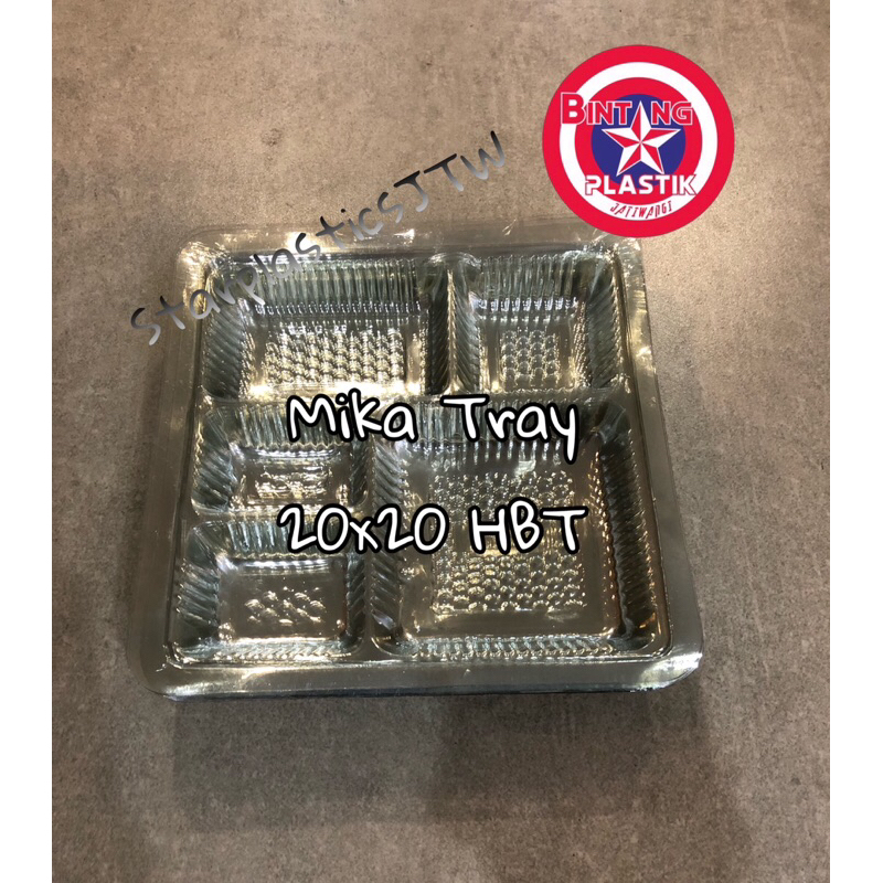 Mika Plastik Sekat 5 Alas Tray Nasi Box 20x20 HBT isi 50pcs / Kotak Uk Dus 20 FOOD GRADE HALAL