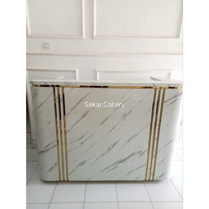 Meja resepsionis HPL - meja kasir marble - meja kasir custom - meja kerja