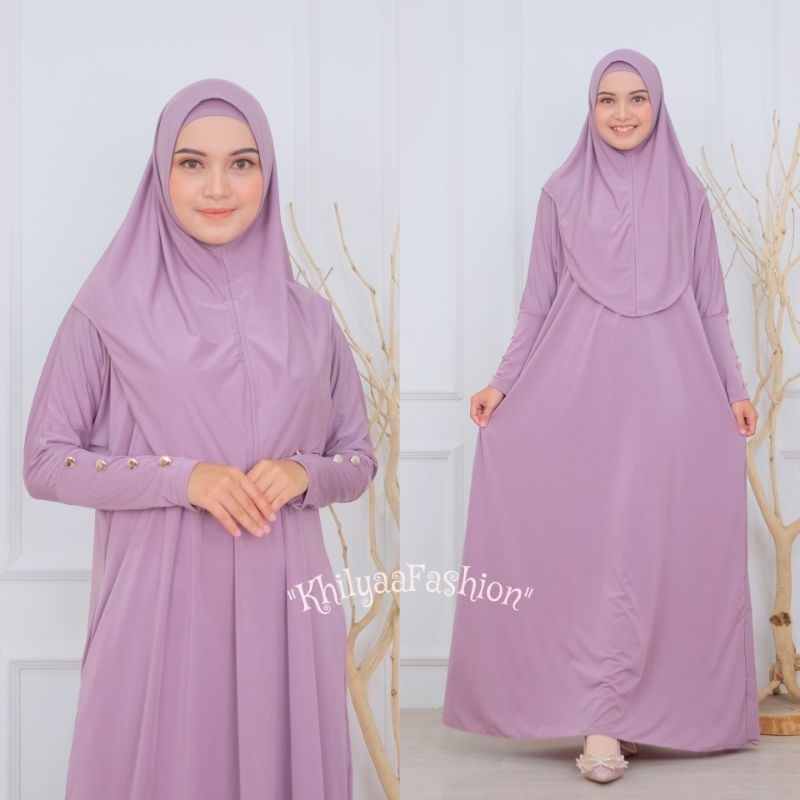 KhilyaaQueen-ABAYA MECCA (SET HIJAB) DAILY BEST SELLER / GAMIS SYAR'I WANITA MATT JERSEY BALON PREMI