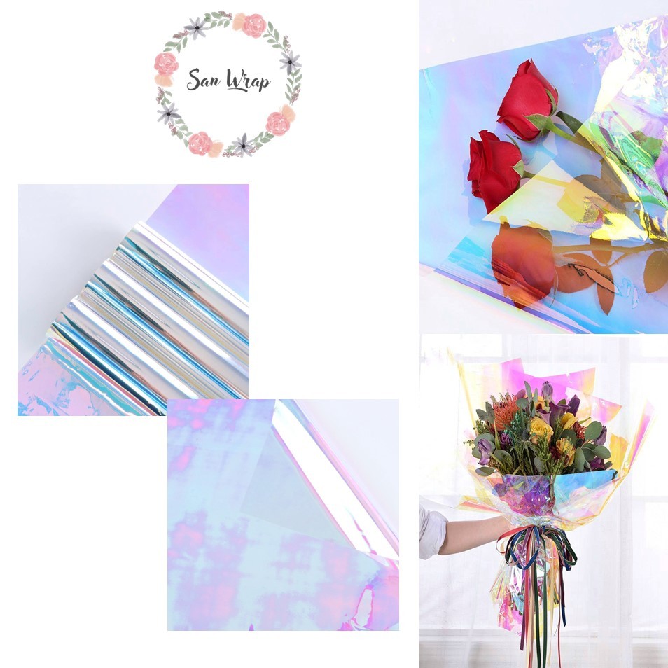 

(5 Lembar) Flower Wrapping Paper Varian Hologram Warna Premium/ Kertas Buket Bunga Cellophane Florist Supply