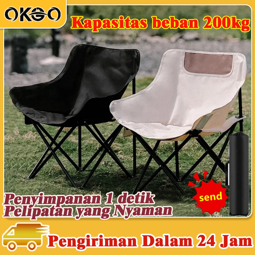 OKGO Kursi Lipat Outdoor Portable Kursi Camping Kursi Gunung Bangku Kursi Bulan Sandaran Rendah Kurs