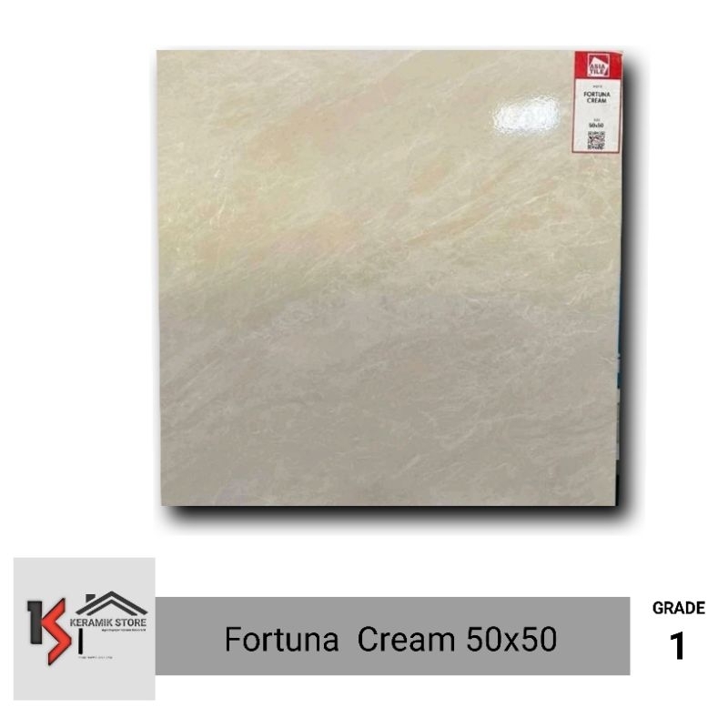 Keramik 50x50 Lantai Asia Tile Fortuna Cream