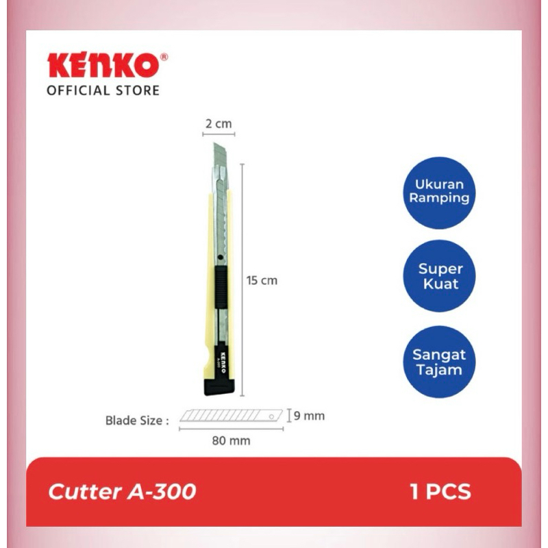 

N158 Cutter Kenko / Pemotong Kertas A-300 (9 Mm Blade)
