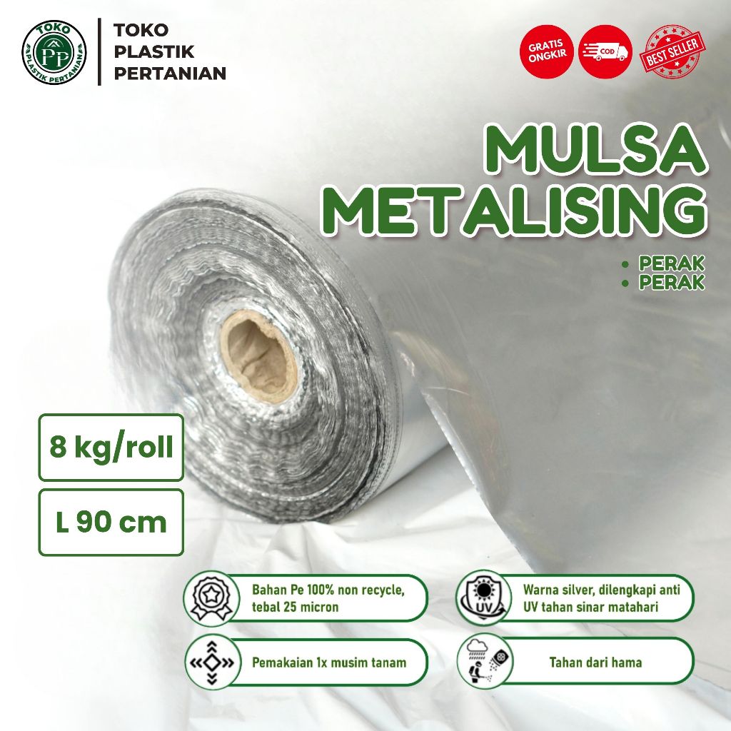Plastik Mulsa Perak 1 Roll 8 KG Mulsa Grenjeng Lebar 90 cm