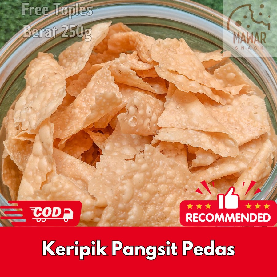 

Keripik Pangsit Bawang pedas 250gram