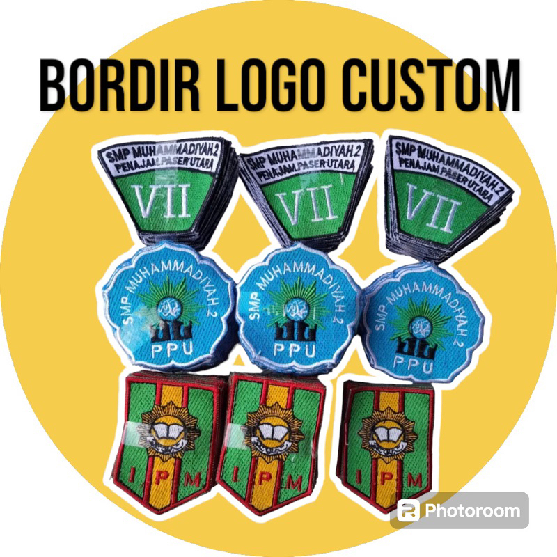 Bed Logo Bordir/Bed Saku Bordir/Bordir Logo Custom/Bordir Logo Sekolah/Bordir Logo Lembaga/Bordir Lo