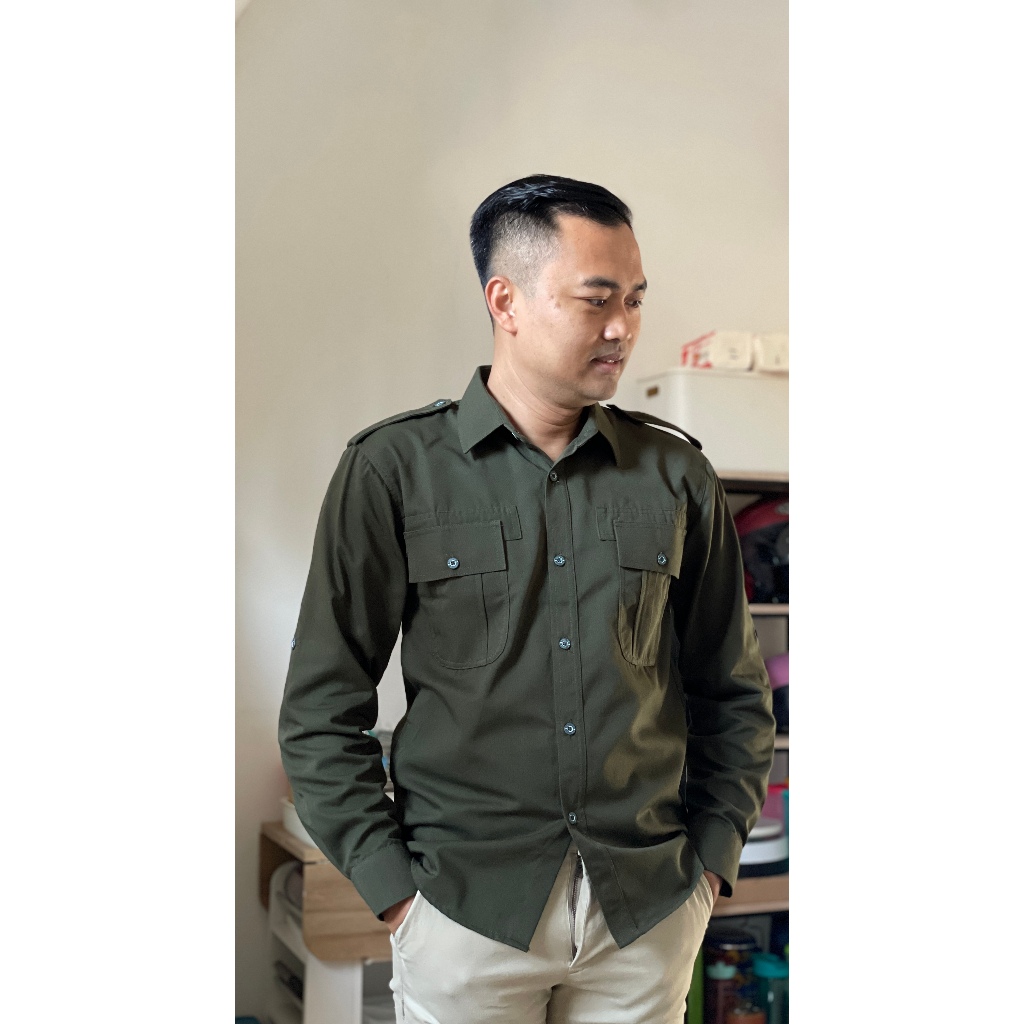 KEMEJA LAPANGAN | PDL COWOK CEWEK | PDH KANTOR | BAJU DINAS LAPANGAN | KEMEJA COWOK ARMY | HIJAU TEN