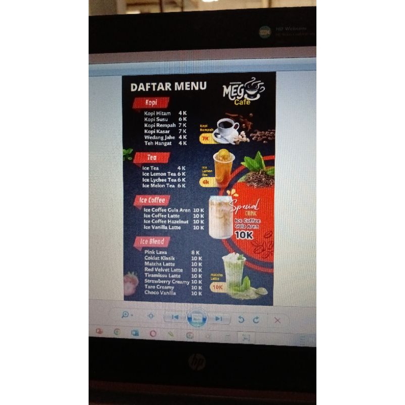 Jasa Desain Menu makanan minuman cafe