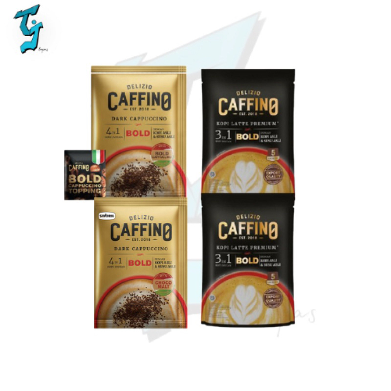 

CAFFINO Kopi Dark Cappuccino & Latte Premium, 1 Renceng 10sachet.