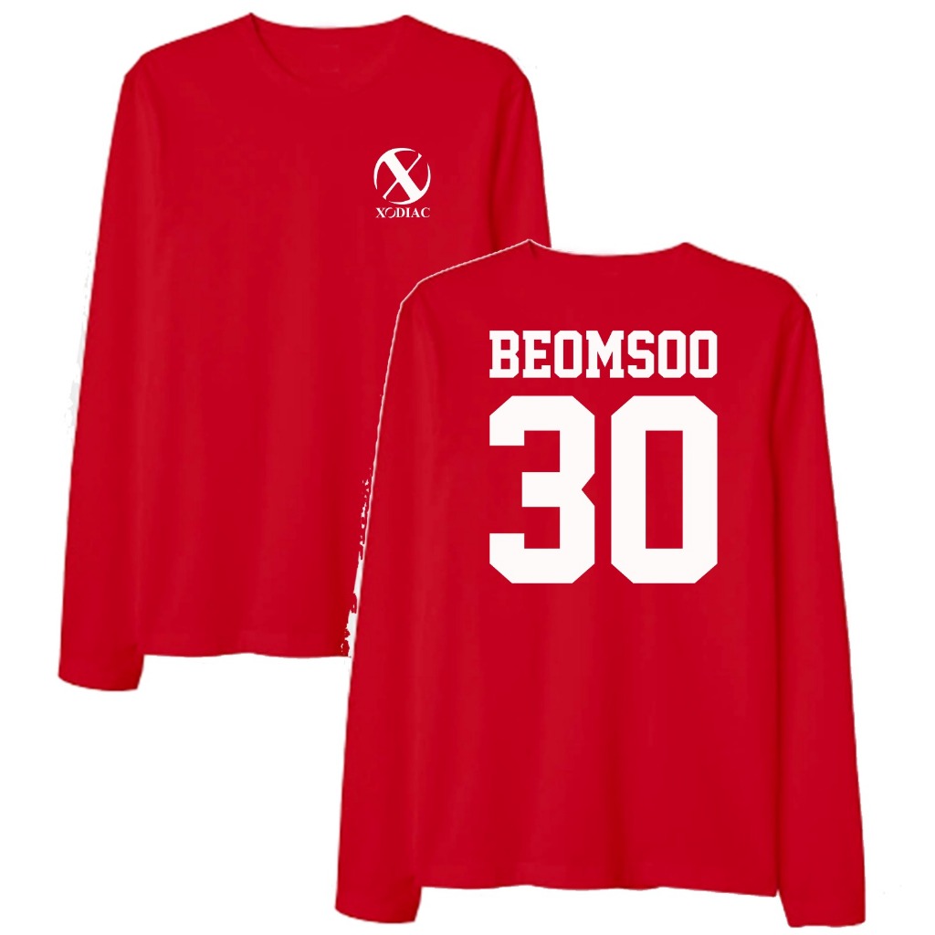 Kaos lengan panjang Agustus xodiac logo dan request nama member nomor
