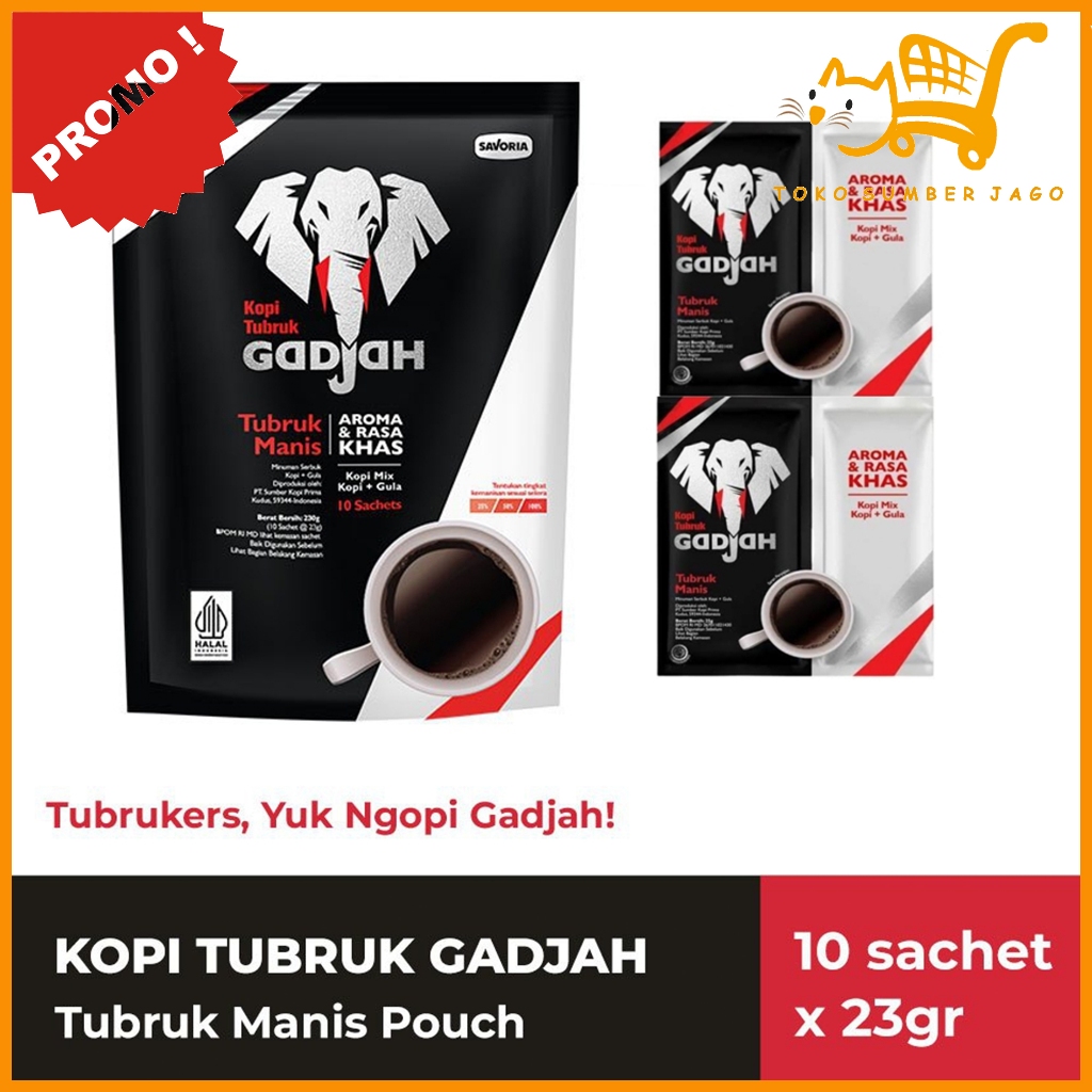 

Gadjah Kopi Tubruk Manis Kopi + Gula 10 Sachets x 23gr