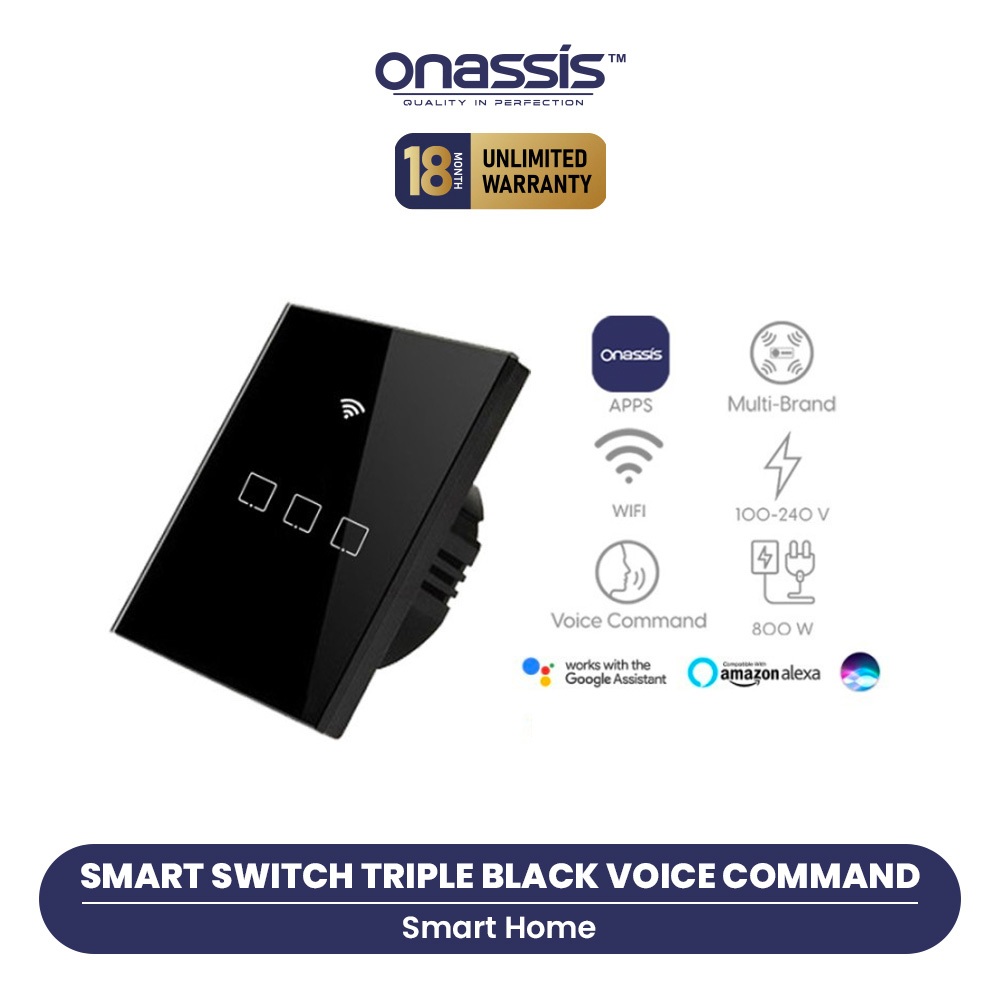 Onassis Smart Switch Triple Black Voice Command