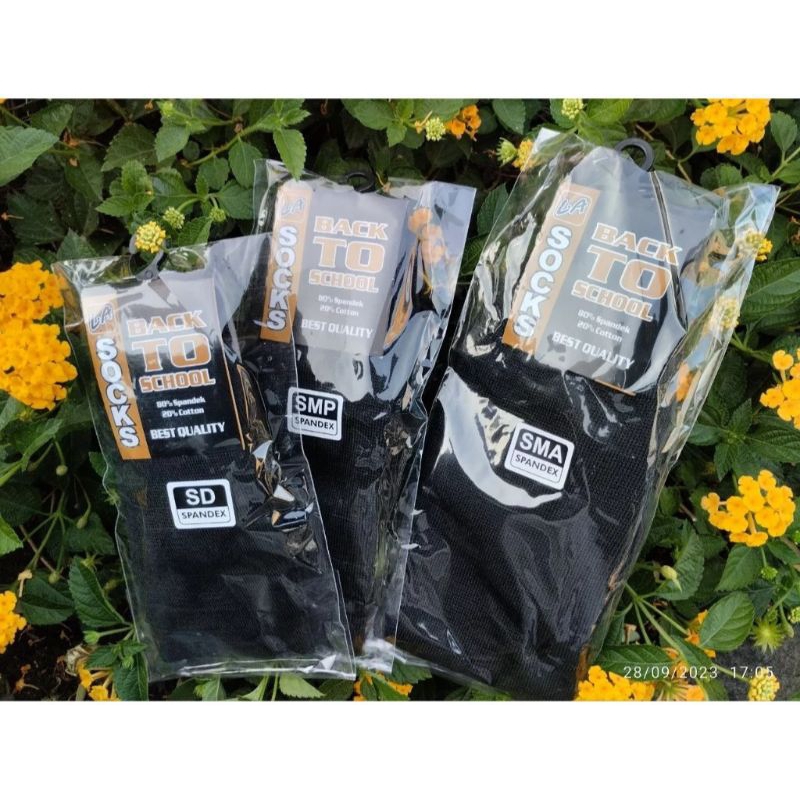 grosir kaos kaki sekolah hitam polos ukuran SD/SMP/SMA