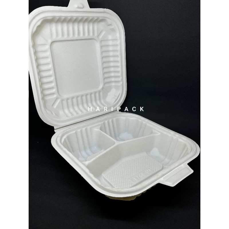 Meal box Lunch Box Plastik Kotak Makan Besar Sekat 3 isi 20 pcs