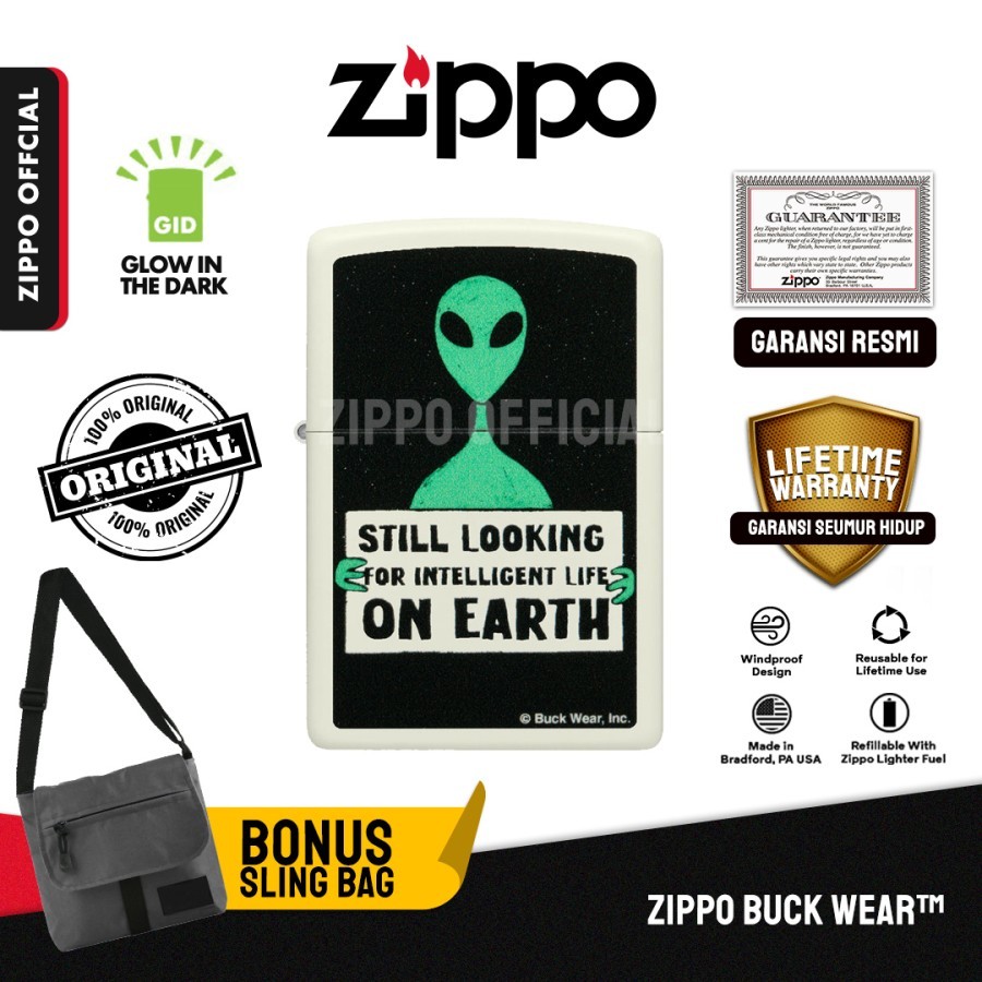 Zippo Buck Wear™ 46092 Glow In The Dark | Garansi Lifetime | Original USA