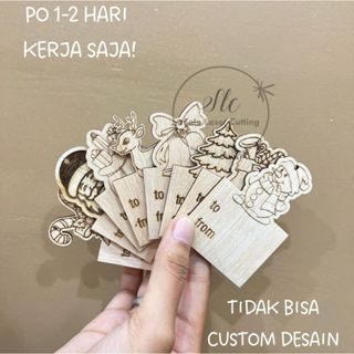 NEW Hang Tag Lucu Natal Kayu | Tag Ucapan Natal | Kartu Natal | Gantungan Hiasan Hampers Christmas |