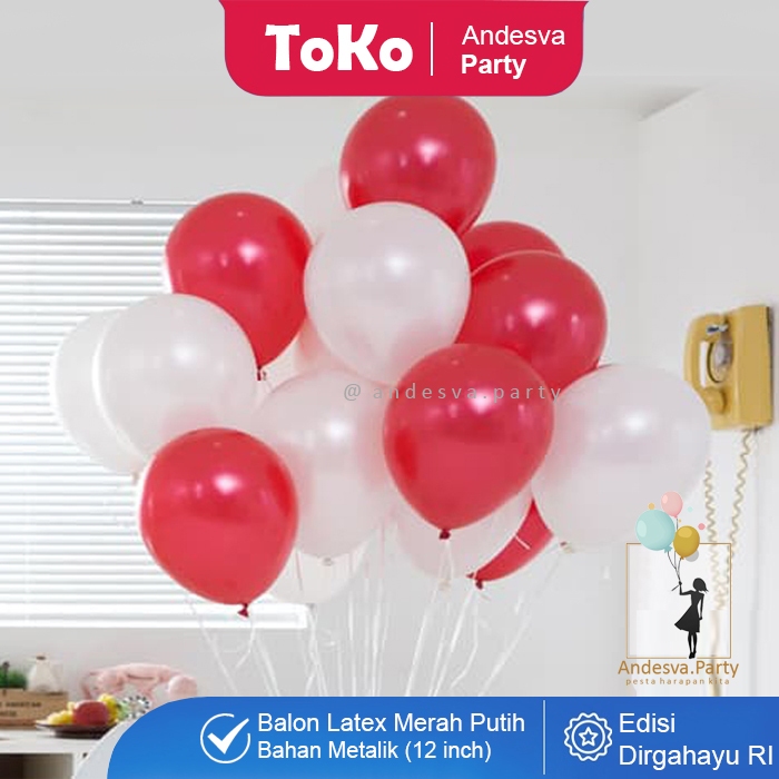 balon merah putih metalik / balon lomba / Balon metalik balon karnapal HUT RI