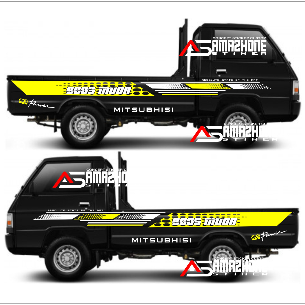 Stiker cuting mobil pick up l300 stiker boss muda body samping l300 stiker striping l300