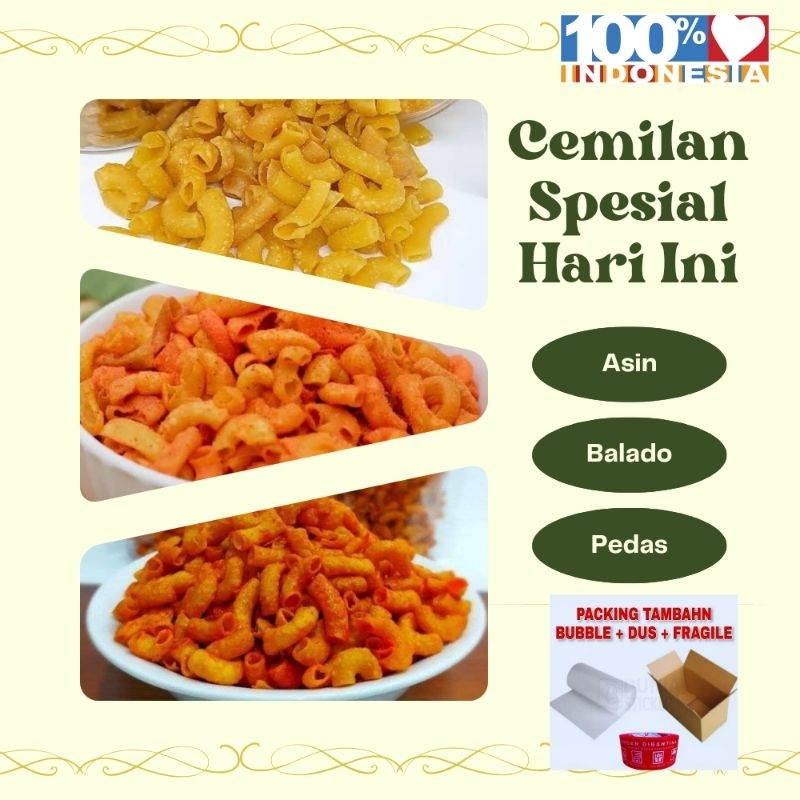 

cemilan makaroni bantat aneka rasa original balado pedas 1kg makanan ringan