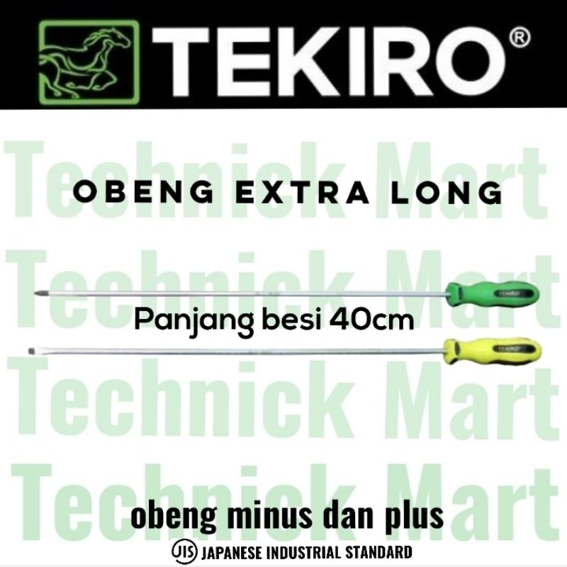 TEKIRO obeng extra long 400 mm obeng minus dan plus panjang 40cm
