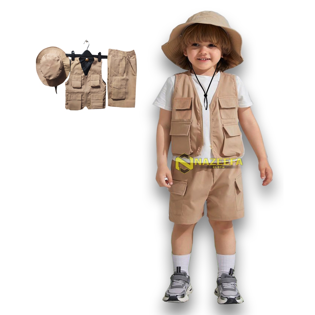 SETELAN BAJU SAFARI ANAK/SAFARI SET ZOO/PAKET BAJU SAFARI