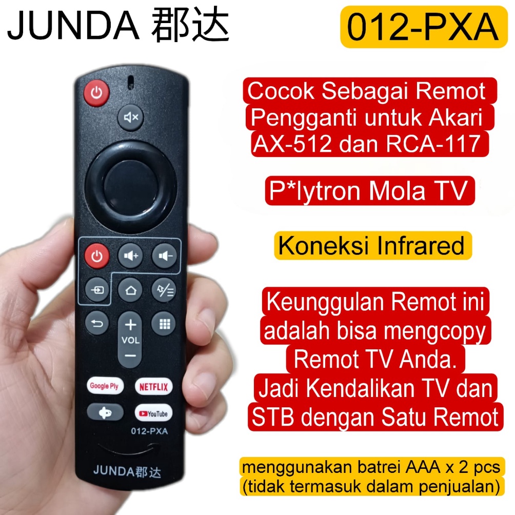 DASYAT JUNDA 12 PXA Remote Pengganti untuk STB Polytron Mola TV