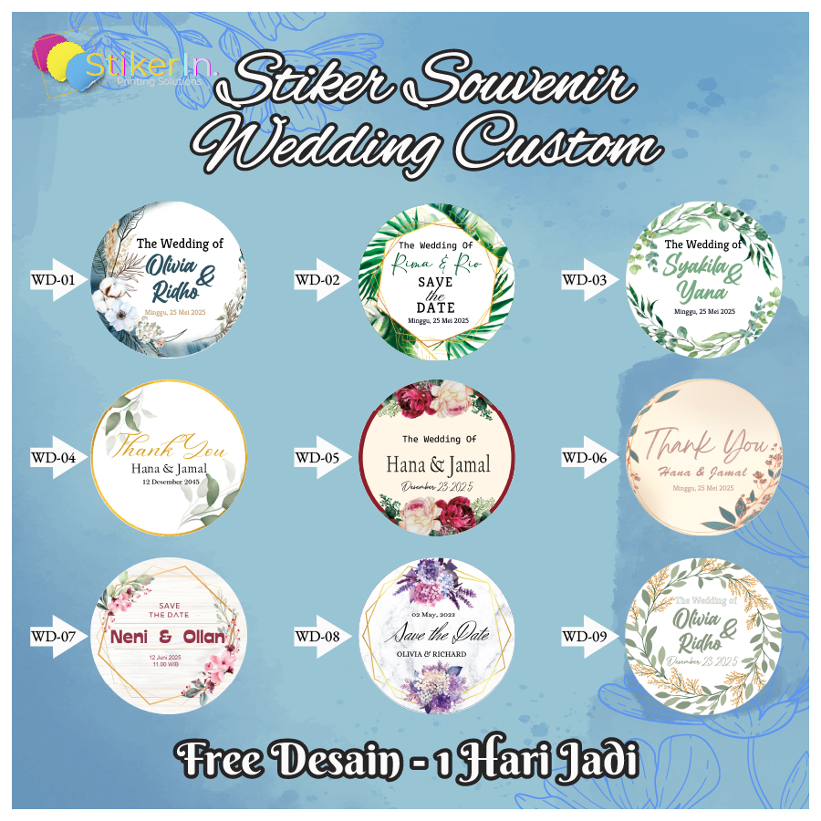 

Stiker Wedding Bulat Custom Sticker wedding souvenir Stiker pernikahan custom-free desain-proses cpt