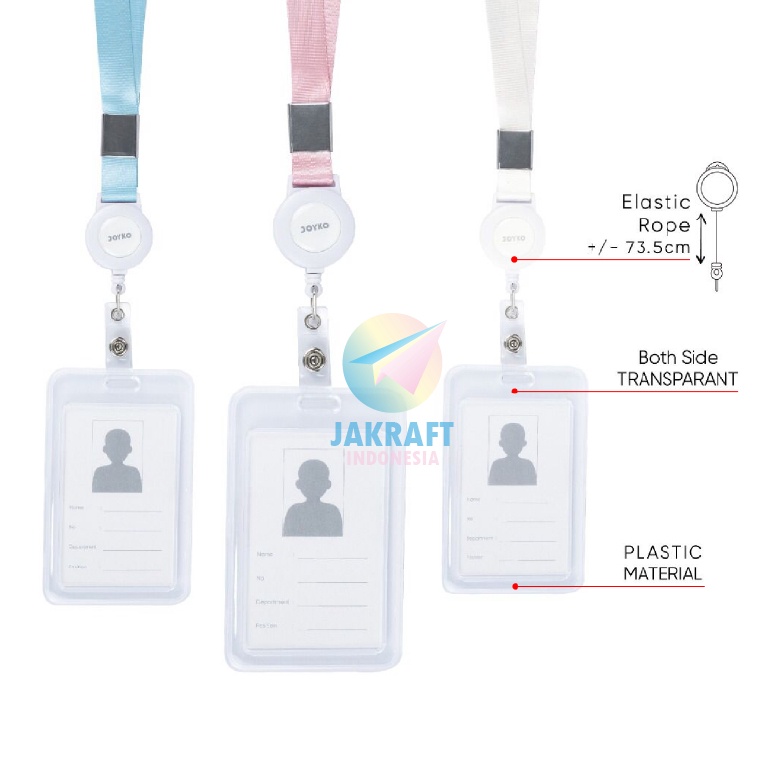 

DASYAT 1 Set Name Tag Yoyo Tali Bening Berdiri JOYKO NT78798 Tempat ID Card Clear Holder Vertical