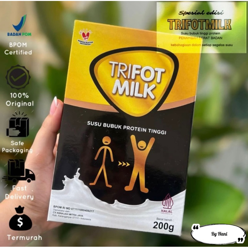 

TERMURAH!!! 1 BOX TRIFOT MILK SUSU TINGGI PROTEIN PENGGEMUK BADAN SUPER AMPUH AMAN BPOM DAN HALAL MENAMBAH NAFSU MAKAN