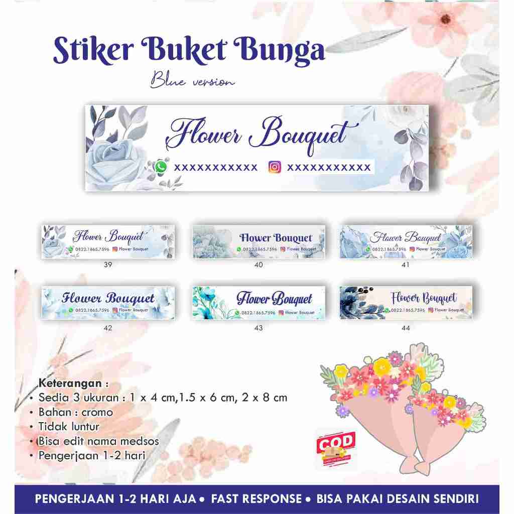 Stiker Bunga / Buket / Bouquet / Flower BLUE