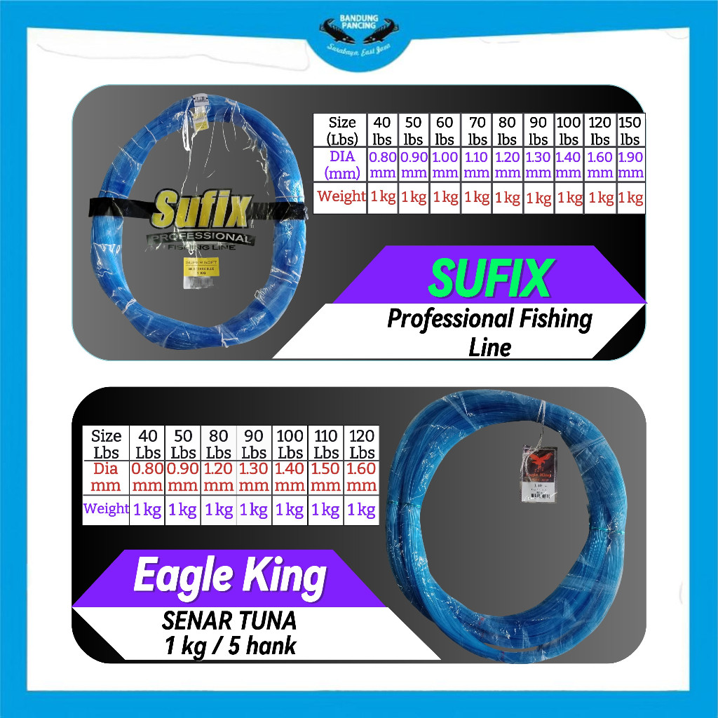 SENAR TUNA 1 KG BIRU TUA SUFIX / EAGLE KING