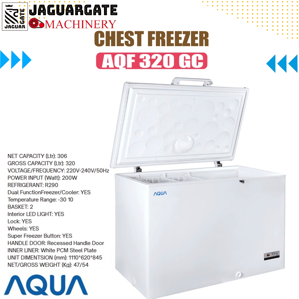 AQUA AQF 305EC CHEST FREEZER BOX L LEMARI PEMBEKU LITER - AQF-320GC