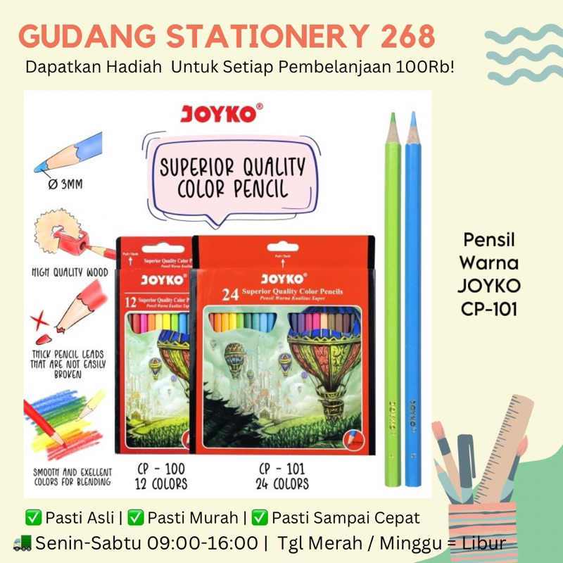 

Color pencil joyko 14 Color / Pensil Warna Joyko 24 Warna Warna Superior Colour CP-101