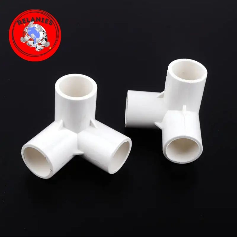 fitting 3 way tee 3 way sambungan pipa tee Elbow tee kaki 3-white
