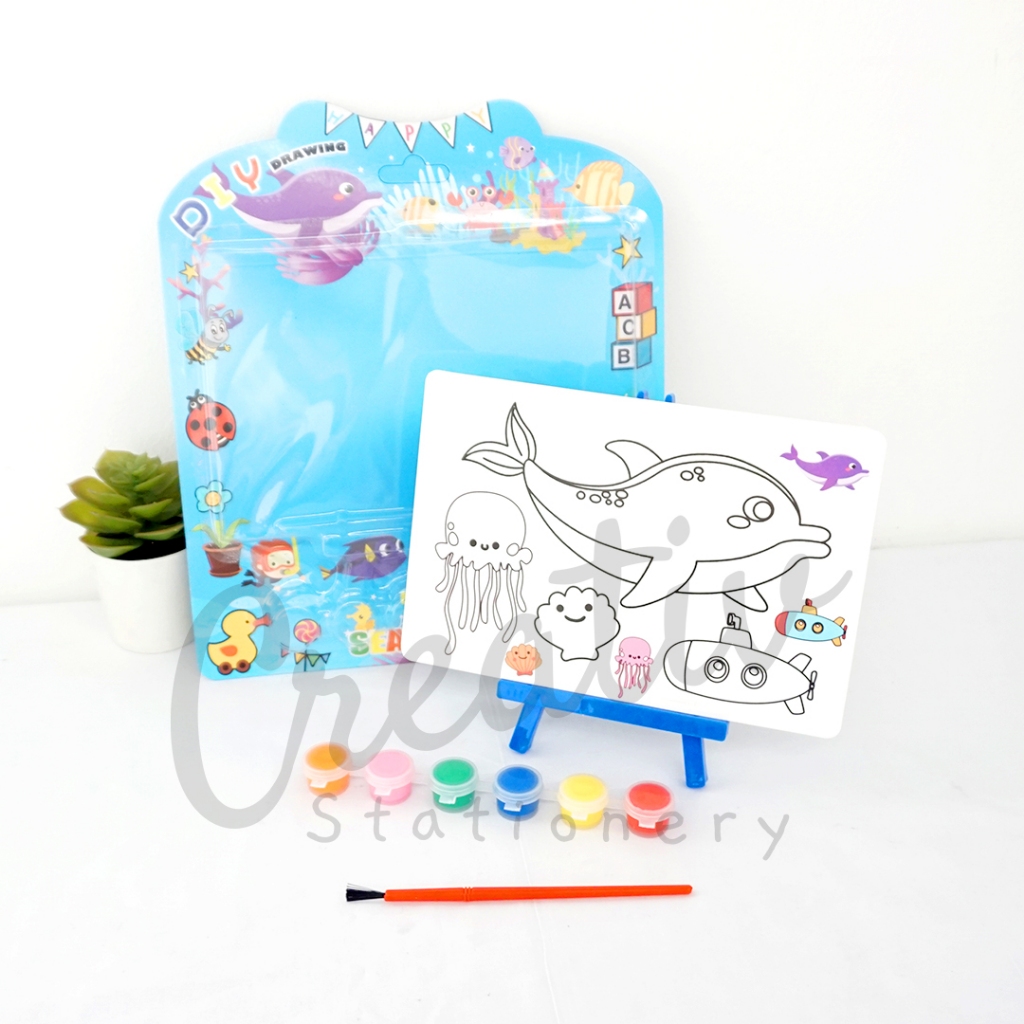 

Diy Watercolor Drawing Coloring Book Set Lukis Lengkap Cat Air