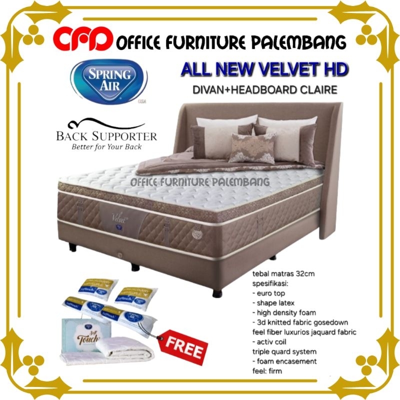 springbed spring air ALL NEW VELVET HD matras kasur spring bed pocket latex usa original
