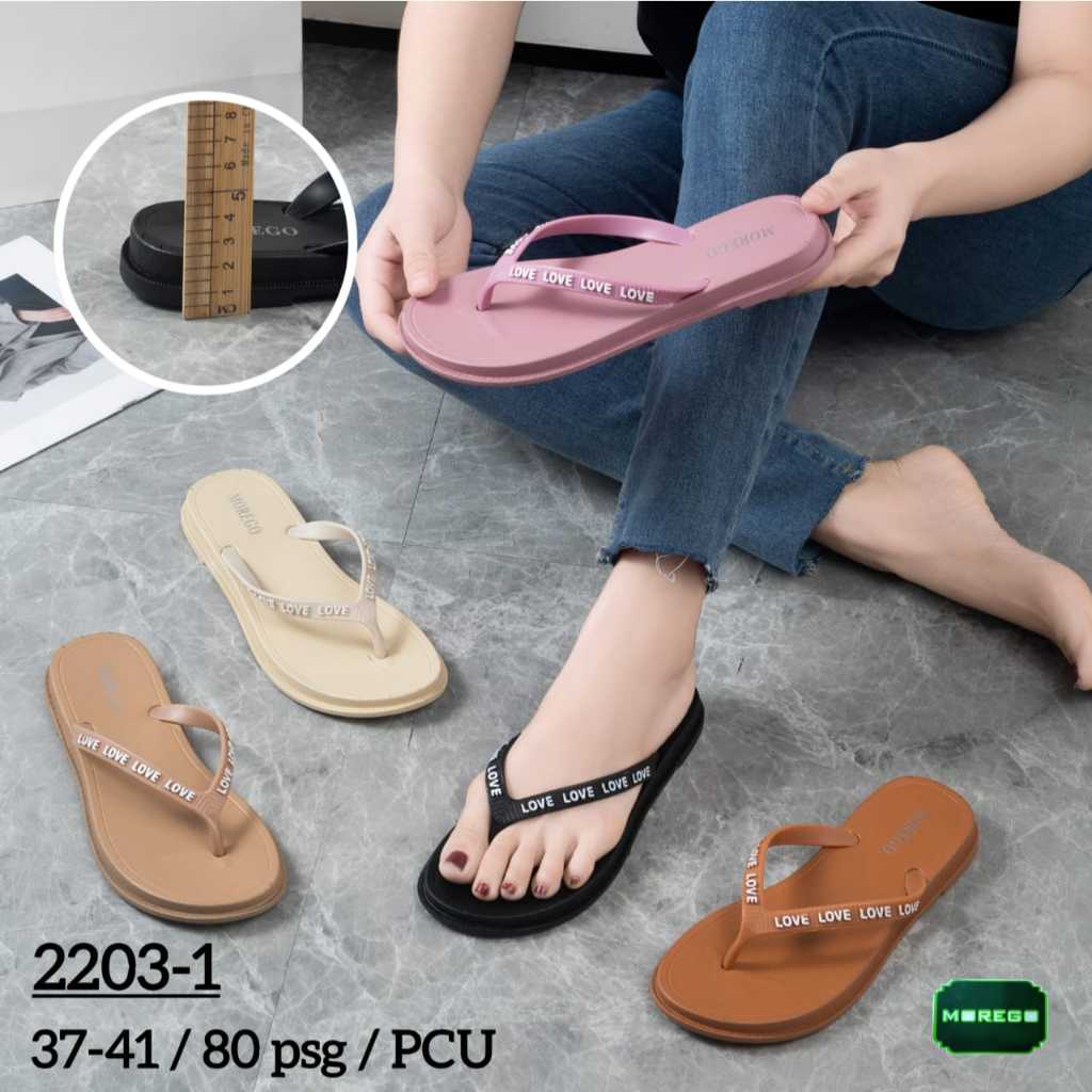 Sandal Jepit Wanita Morego Love Sandal Jelly PCU Sandal Wanita Dewasa
