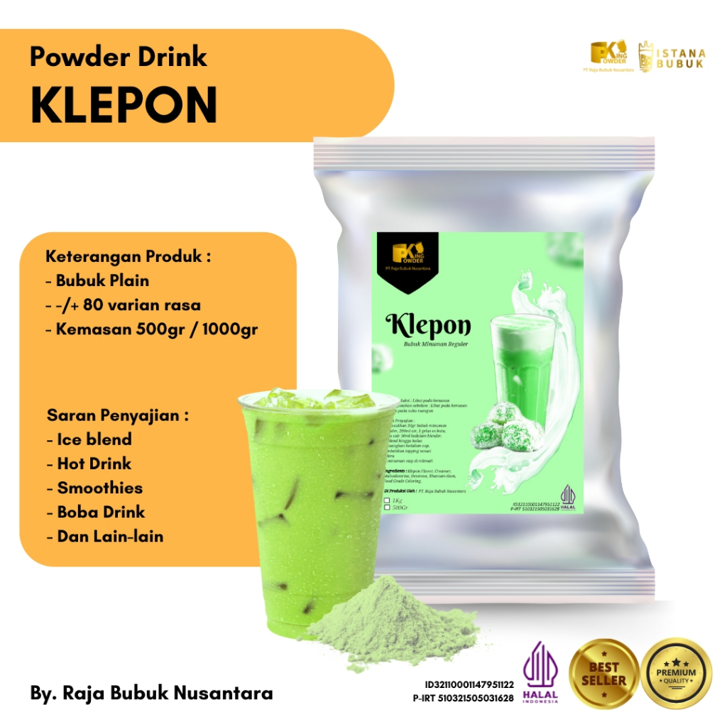 Bubuk Minuman Klepon Bubuk Minuman rasa Klepon Serbuk Minuman Klepon Powder Drink Klepon