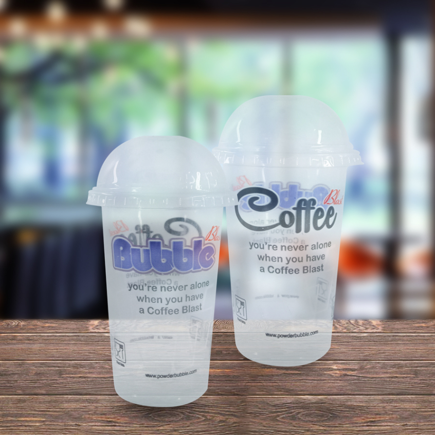 TERMURAH Gelas Minuman Print ukuran 16oz tulisan bubble dan coffee/Cup Minuman bahan tebal powder bu