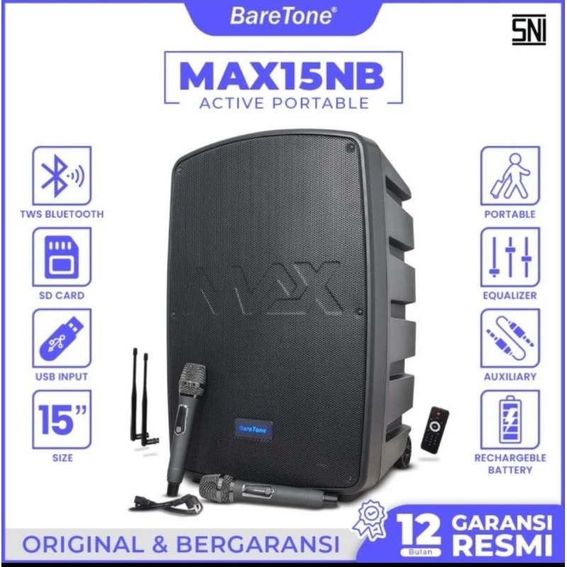 Speaker Portable 15 Inch Meeting BARETONE MAX-15NB / MAX15NB / BARETONE MAX 15NB ORIGINAL