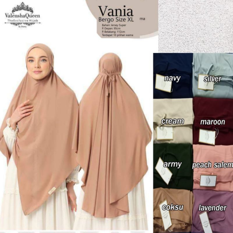 Bergo Vania L-XL by Valenshaqueen / Bergo Tali Jersey Super/ Valenshaqueen hijab