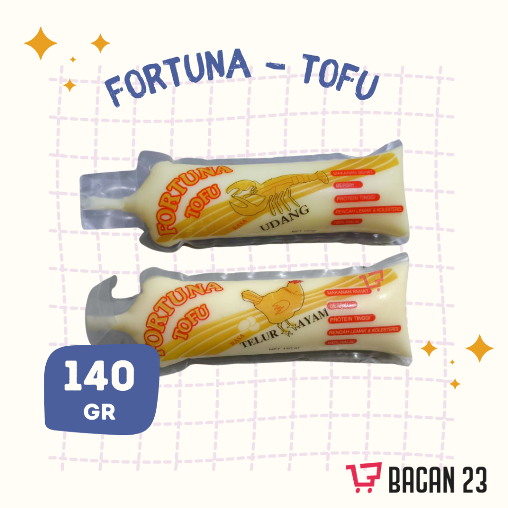 

Tofu Fortuna (Udang - Ayam) 140gr / Tahu Udang - Tahu Ayam / Bacan 23 - Bacan23