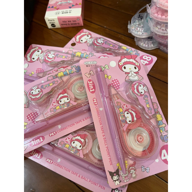 

set alat tulis pulpen dan correction tape 2pcs